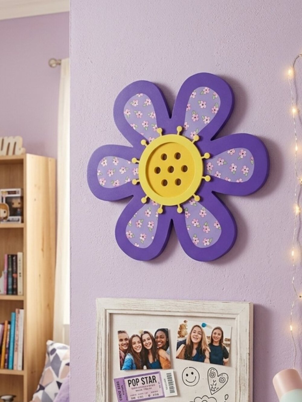 Purple Flower 1/4" thick wood wall decor dimensional 13" tall